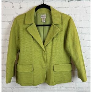CHICO'S light green cotton blend 3/4 sleeve jacket blazer size 1 M